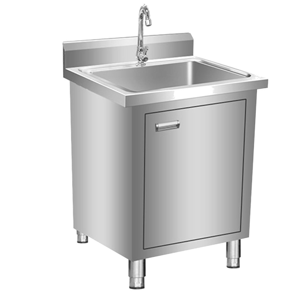 Freestanding Commercial Sink, Cabinet Stainless Steel Sink, Utility Handwashing Station, Capacity Storage Outdoor Sink for Outdoor Restaurant Laundry Room