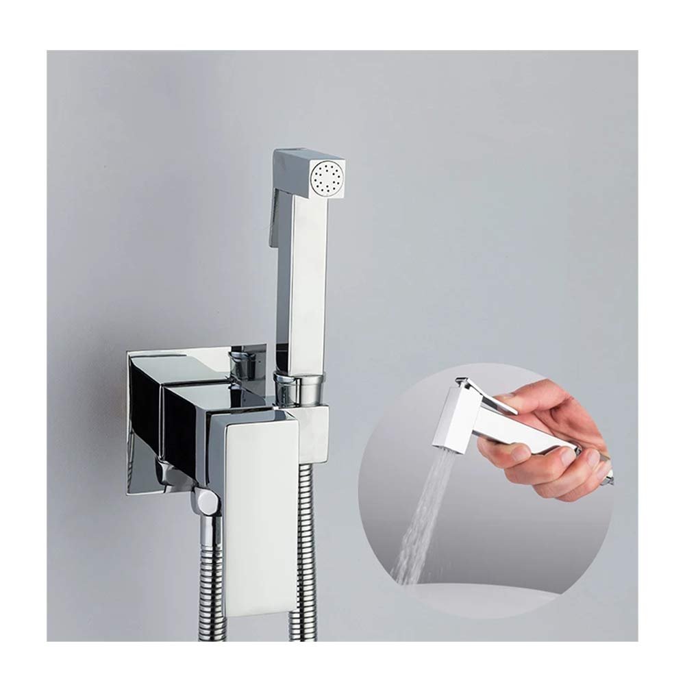 FDAVDNMG ChromeSprayer Brass Handheld Shower Toilet Sprayer Cold Hot Water Mixer Square Shower Spray for Bathroom, Easy to Install