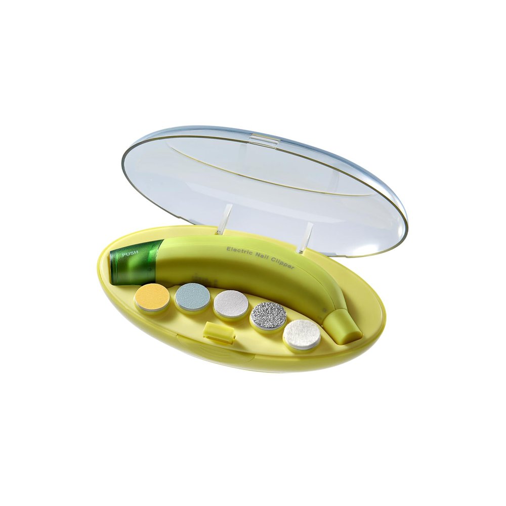 bc babycare Baby Nail Trimmer Electric, Gentle Electric Nail File for Newborn Infant Toddler or Adults with Light, Baby Nail Clipper & Cutter with 5 Grinding Head Replacement Pads - Green Banana
