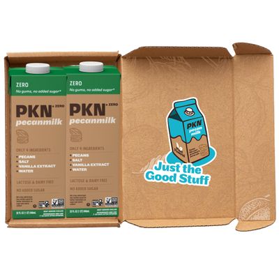 PKN Zero Pecan Milk - 32 Fl Oz (Pack of 2) - Dairy-Free, No Added Sugar, No Seed Oil, Vegan, Plant-Based Milk Alternative for Coffee, Smoothies & Everyday Use - Clean Ingredients Nut Milk