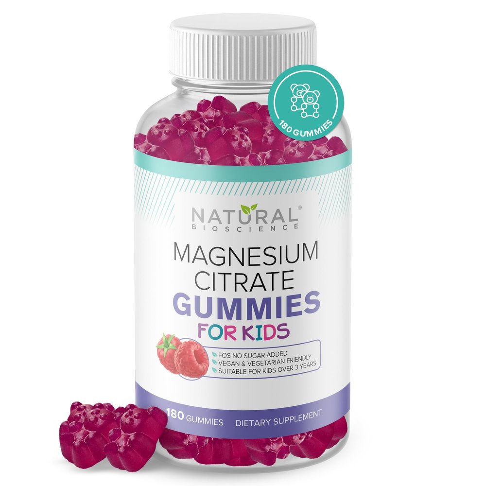 Calm Kids Magnesium Citrate Gummies  Sugar Free, Sleep Aid, Calming, Stress Relief, Bone Health, Muscle Relaxation, Chewable Magnesium Supplement for Kids, 180 Vegan Gluten-Free Gummies