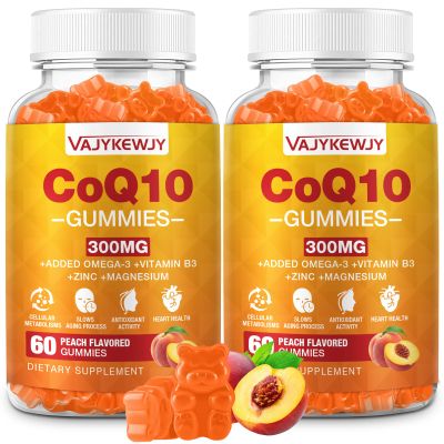 2 Pack CoQ10 Gummies 3000 mg - Plus Omega-3, Vitamin B3 & Zinc, High Absorption Coenzyme Q10 Supplements for Cellular Energy & Antioxidant Support, Vegan 120 Count