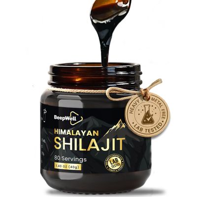 BeepWell Shilajit Resin Pure Organic Himalayan Shilajit Natural Resin Men Women Chilajil Fulvic Acid 85+ Trace Minerals 80 Servings 1.40 oz