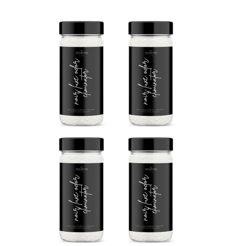 The Diamond Life Home "Noir Luxe" Sea Salt, Ozone, & Black Plum Natural Carpet Powder For Vacuuming, Upholstery Freshener, Odor Eliminator For Homes With Kids & Pets(Pack Of 4)