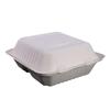 KITCH24/7 White Compostable 3 Compartment Molded Fiber Hinged Container, 8 x 8 inch - 200 per case view 1