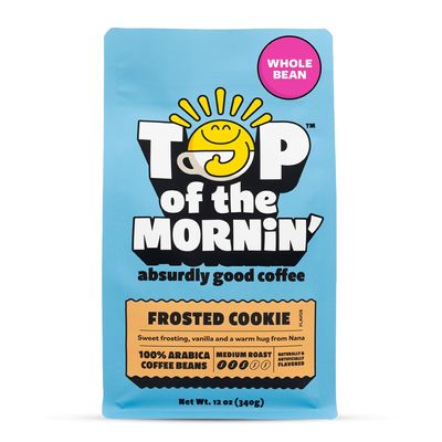 Top of the Mornin Whole Bean Coffee by JackSepticEye, Ethically Sourced Specialty Grade Coffee with hints of Cinnamon Graham, Nuts and Creme (12 Ounce, Frosted Cookie)