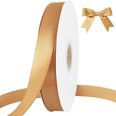 7/8 in Gold Satin Ribbon 100Yards, Polyester Ribbon for Wedding,Hair String for Craft, Flower Bouquets,Gift Wrapping,Easter Graduation Decor