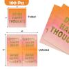100 Pcs Drink Happy Thoughts Cocktail Beverage Napkins Disposable Pink Ombre & Gold Funny Paper Dessert Napkin for Wine Bar Birthday Party Supplies view 2
