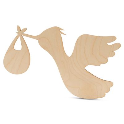 DIY Stork Baby Shower Decorations 21-inch, 1/8 inch Thick, Pack of 3 Pregnancy Announcement/Baby Announcement Sign Prop for Nursery Decor, by Woodpeckers