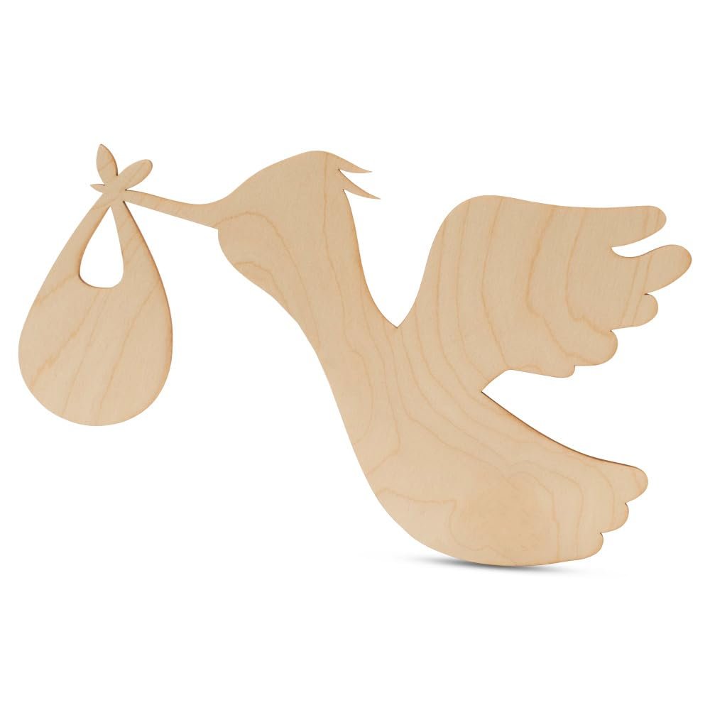 DIY Stork Baby Shower Decorations 21-inch, 1/8 inch Thick, Pack of 3 Pregnancy Announcement/Baby Announcement Sign Prop for Nursery Decor, by Woodpeckers