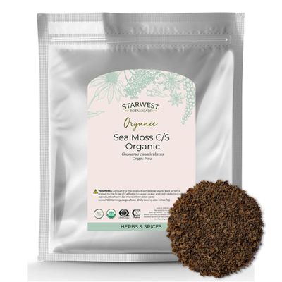 Starwest Botanicals Sea Moss Organic - Organic Food Grade Sea Moss, Cut & Sifted, Chondrus Canaliculatas, Derived from Red Algae, Use for Teas & Soups, Non GMO - Bulk 1 lb Bag