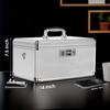 Lockbako Medicine Lock Box with Key, Alluminum Alloy Box for Medication,First Aid Box with a Removeable Tray to Store Medicines & Pills for Home, Silver 14 * 8.46 * 7.48 Inch view 2