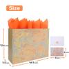 16.5 Extra Large Rose Gold Gift Bag Set with Handles, Greeting Card, Tissue Papers and Stickers for Women Girls for Birthday, Mothers Day, Wedding, Valentine's Day and Foil Traced Flowers Design, 1 Pcs view 2
