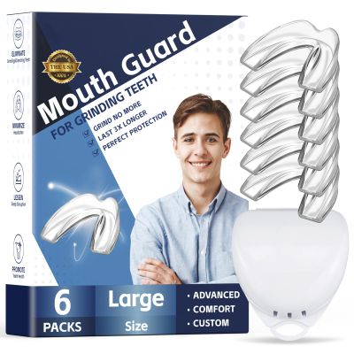 6 Pack Mouth Guards for Men,Comfortable Dental Guards for Adult Men Grinding Teeth,Moldable Night Guards for Clenching Teeth, Bruxism,TMJ,Teeth Whitening Tray & Sports