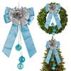AIMUDI Blue Christmas Tree Topper Bows, 11 x 16 Inches Blue Bows for Christmas Tree Decorations Velvet Ribbon Bows with Baubles for Wreath, Door, Cabinet, Staircase, 1 PC view 1