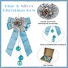 AIMUDI Blue Christmas Tree Topper Bows, 11 x 16 Inches Blue Bows for Christmas Tree Decorations Velvet Ribbon Bows with Baubles for Wreath, Door, Cabinet, Staircase, 1 PC view 3