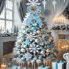 AIMUDI Blue Christmas Tree Topper Bows, 11 x 16 Inches Blue Bows for Christmas Tree Decorations Velvet Ribbon Bows with Baubles for Wreath, Door, Cabinet, Staircase, 1 PC view 4