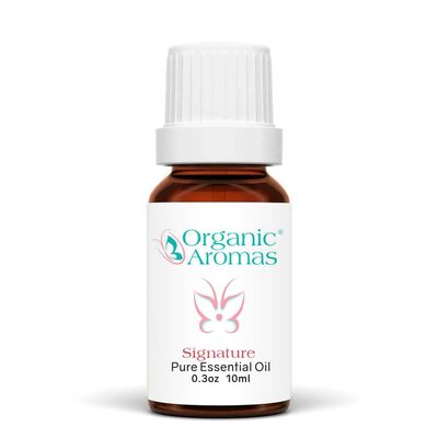Signature Pure Essential Oil Blend by Organic Aromas, 0.3 oz, 10ml, Elemi, Clary Sage, Cajeput, Moroccan Chamomile, Bergamot Essential Oils