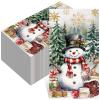 100 Pcs Christmas Guest Napkins 2 Ply Snowman Disposable Paper Napkins for Decoupage Snowflake Elk Xmas Tree Decorative Winter Christmas Cocktail Guest Hand Towel for Party Table Dinner Bathroom view 1