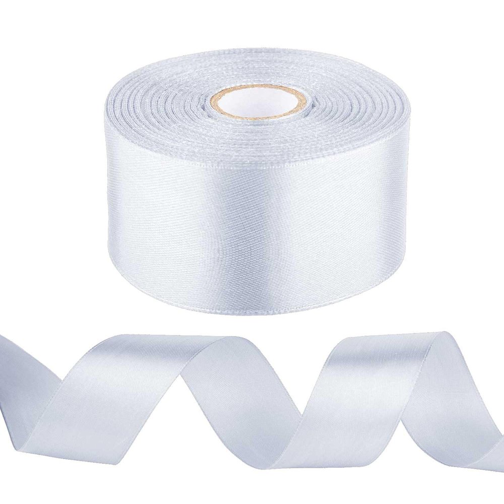 1-1/2 inch White Ribbon for Gift Wrapping, Satin Fabric Ribbon for Crafts, Christmas Tree, Valentines, Bows Bouquet, Floral, Hair Birthday Decoration 25 Yards