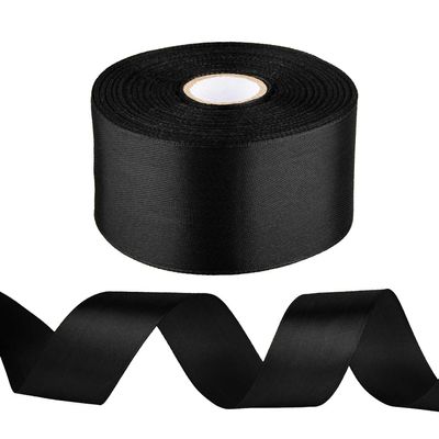 1-1/2 inch Black Ribbon for Gift Wrapping, Satin Fabric Ribbon for Crafts, Christmas Tree, Valentines, Bows Bouquet, Floral, Hair Birthday Decoration 25 Yards