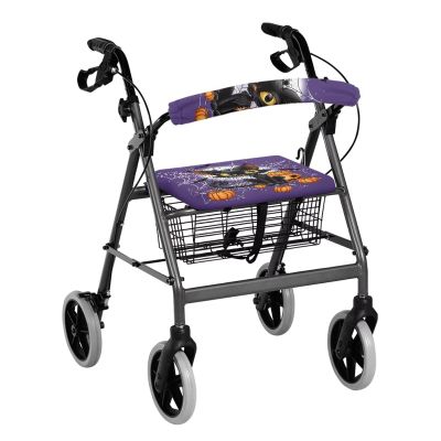 Gomyblomy Cat Pumpkin Rollator Walker Accessories Halloween Rollator Walker Seat and Backrest Covers Decorative Rollator Seat Covers Washable Walkers for Seniors with Seat Cover