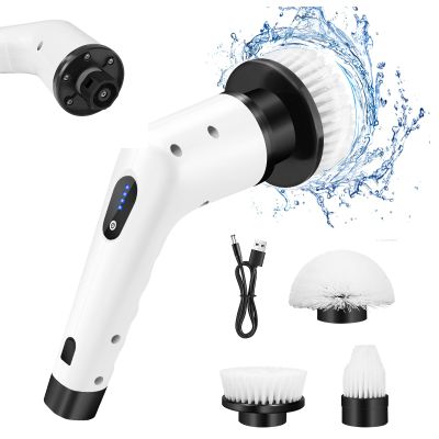 3-in-1 Cordless Spin Scrubber, Electric Spin Scrubber with 2 Speeds,Power Spin Scrubber with 3 Replaceable Brush Heads, Handheld Power Scrubber for Sink,Home,Bathroom, Kitchen,Floor
