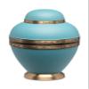 Adult Brass Urn for Human Ashes - Matte Turquoise Brass Black - Phoenix Memorials Island Breeze Caribbean Urns - Etched Band - Memorial, Funeral, Burial, Cemetery, or Home Decorative Urn view 1