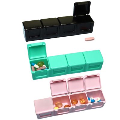 3 Pieces Pill Organizer, 4 Compartments Moisture Proof Pill Box Pocket Purse Portable Travel Vitamin Container Medicine Case