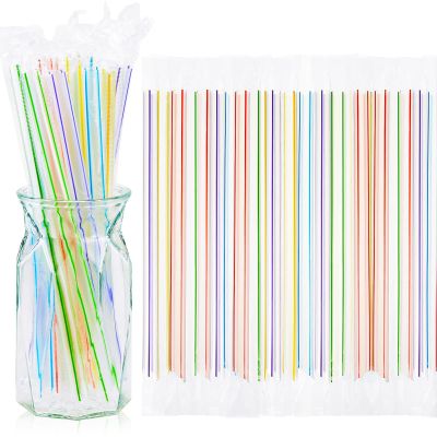 Disposable Bubble tea/Boba tea/Smoothies/Juice/Tapioca Pearls clear & striped plastic straws, Case of 2000