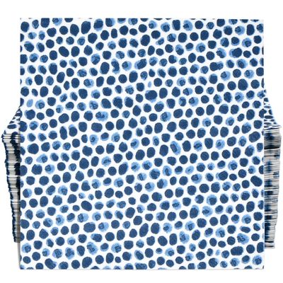 100 Blue Dot Cocktail Napkins 3 Ply Disposable Beverage Napkins