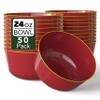 Trendables Plastic Bowls Disposable Bowls 24 Oz Bowl Set Of 50 Burgundy Gold Rimmed Fancy Plastic Serving Dishes Perfect for Parties and Events Disposable Candy Bowl view 1