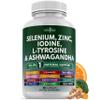 Selenium, Zinc, Iodine, L Tyrosine, Ashwagandha - Support Supplement for Women and Men with Bladderwrack, Turmeric, Silica Kelp, Schisandra - 60 Count view 1