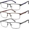 READITEASY 3 Pack Reading Glasses Men 1.25 Blue Light Blocking, Readers Men with Spring Hinge Reduce Eyestrain/UV/Dryness, Mens Reading Glasses 1.25+ view 1