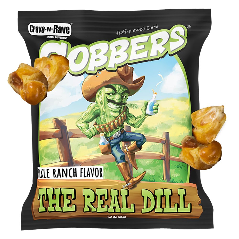 Crave-N-Rave Individually Wrapped Pickle Ranch Cobbers, 1.2 Oz, Dill Pickle Popcorn Puffs Balls, Corn Snack, Made in USA, 300 Count (Total of 22.5 Lbs)