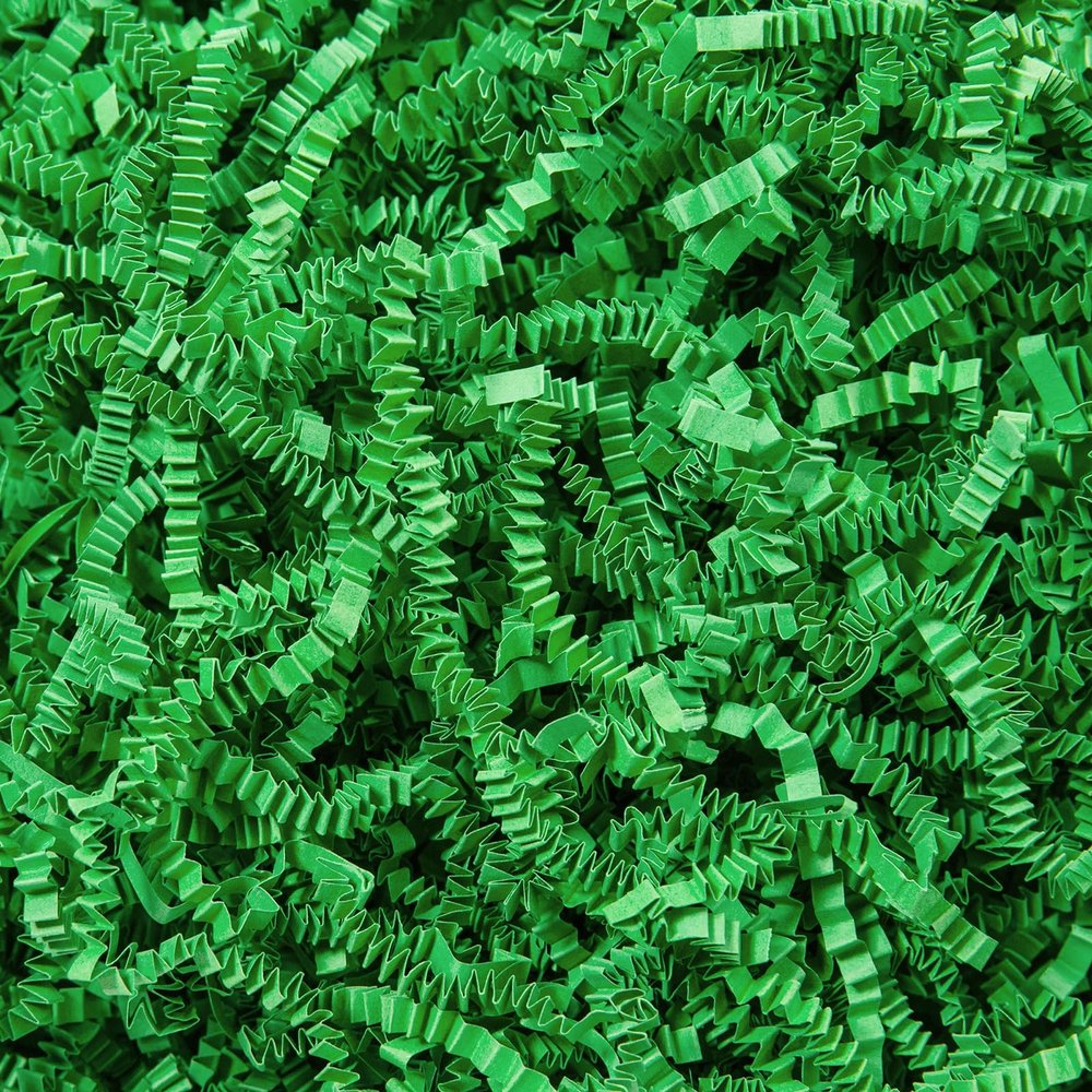 Mefleet 2 LB Crinkle Cut Paper Shred Filler Green Crinkle Shredded Paper for Gift Box - Gift Basket Bag Filler - Grass Cushion Stuffing for Christmas Holiday Packaging Wrapping