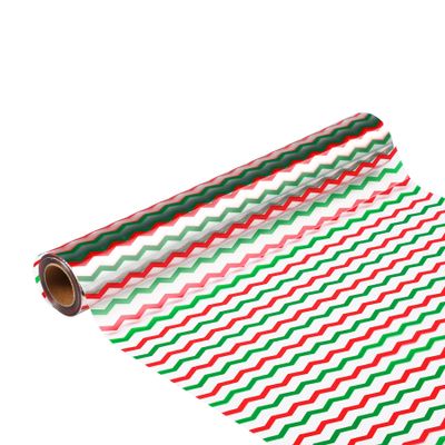 shareluck 100ft Christmas Cellophane Wrap Roll Red & Green Stripes Cellophane to Wrap Gift Basket,Bags, Treat, Wine, Party Decoration. (100ft Long x 16 Wide x 2.5Mil)