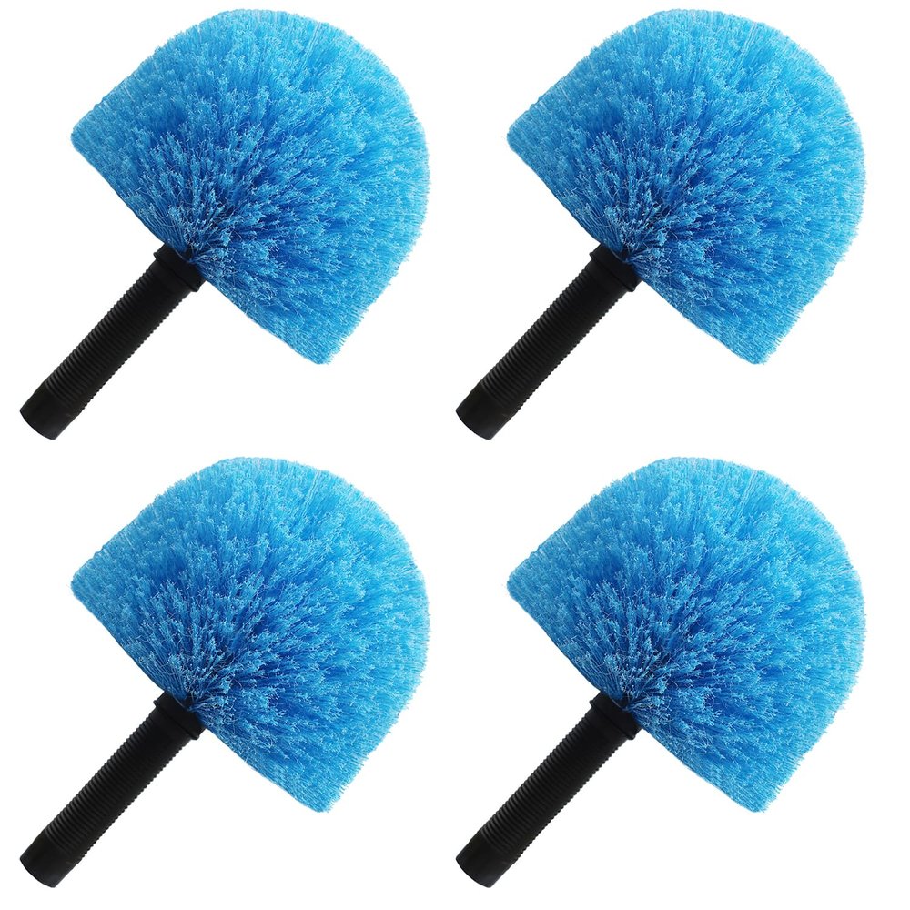 4 Pack Cobweb Duster Head Brush-Twist-On Spider Web Brush for Outdoor & Indoor Web Cleaning // Fits Standard Acme Threaded Poles // Cobweb Duster Brush Head Only-Blue