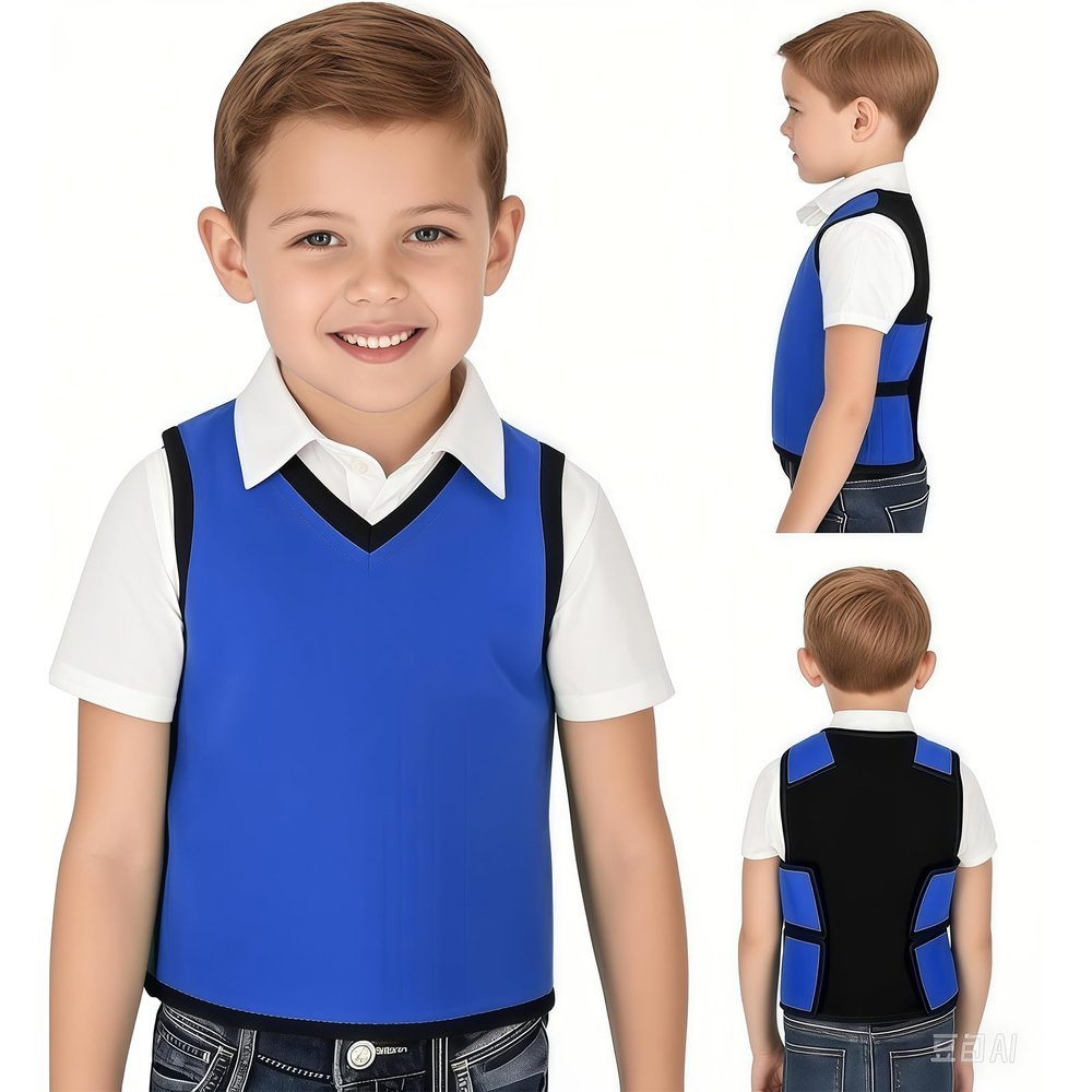 Sensory Compression Vest for Kids - Autism & ADHD Deep Pressure Therapy, Breathable Form-Fitting SPD Clothing, Calming Anxiety Relief, OT Support Blue