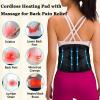 Cordless Heating Pad with Massager, Back Brace Heating Pad for Back Pain Relief, Heated Back Support Belt with 3 Heating & Vibration Modes, Rechargeable Low Back Massager for Women Men view 2