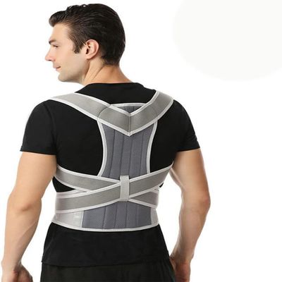 GEDRACKPMYN Posture Corrector for Women & Man, Scoliosis Back Brace for Waist, Back Shoulder Lumbar Adjustable Breathable Support for Neck, Back, Shoulder Pain Relief,L,Grey