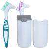 NUTLET 2Pcs Denture Brush False Teeth Toothbrush with 1 White Carrying Case, Effective Denture Cleaning Brush with Multi-Layered Soft Bristles,Green and Purple view 1