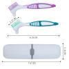 NUTLET 2Pcs Denture Brush False Teeth Toothbrush with 1 White Carrying Case, Effective Denture Cleaning Brush with Multi-Layered Soft Bristles,Green and Purple view 2