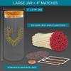 Decorative Matches in a Gold Heart Foil Glass Jar | 4" Dark Red Long Matches (100 match sticks) + Cork Top Glass Holder + Striker Stickers, Gifts, Dcor & Candle Accessories by Thankful Greetings USA view 2