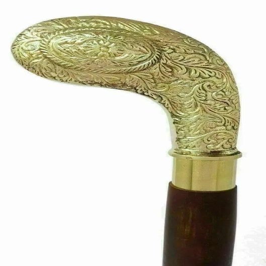 Antique Handmade Walking Cane Brass Designer Nautical Handle Victorian Style Wooden Walking Cane