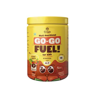 Complete Nutritional Health Drink for Kids|Ages 4-7|7Gm Vegan Protein with 18 Minerals & Vitamins, Probiotics for Digestion|Balanced Supplement|Go Go Fuel Chocolate 400Gm - Powder