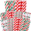 Uiifan 100 Pcs Christmas Straws Plastic Drinking Christmas 9 Inch 4 Styles Reusable Hard Straws for Holiday Birthday Wedding Family Party Favors Supplies(Classic) view 1