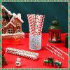 Uiifan 100 Pcs Christmas Straws Plastic Drinking Christmas 9 Inch 4 Styles Reusable Hard Straws for Holiday Birthday Wedding Family Party Favors Supplies(Classic) view 2