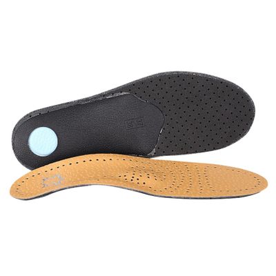 TXDKLUG Orthotic Leather Insoles,Leather Arch Support Inserts,Plantar Fasciitis Relief,Flat Feet Thin Shoe Pads Cushion with Semi-Rigid Support,Shoe Inserts for Loose Shoes