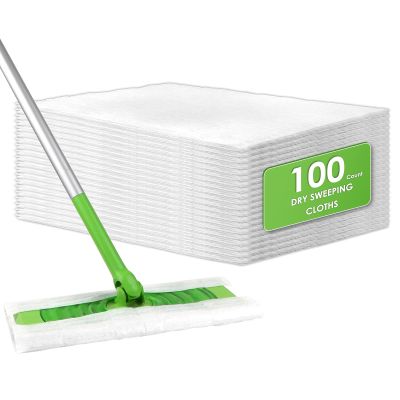(100 Count) Disposable Dry Sweeping Cloths Pads Compatible with Swiffer Sweeper, Sweeper Dry Mop Refills, Dry Mop Pads for Floor Mopping and Cleaning, Electrostatic Cloths, 12.2 x 8.66 inch